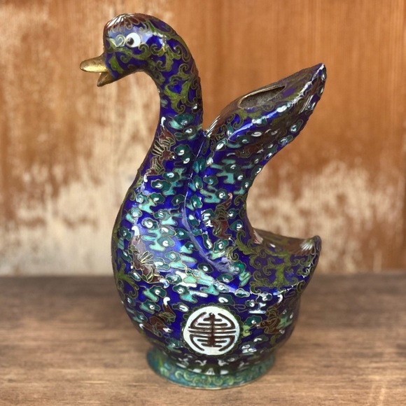 Other - Vintage Cloisonné Duck Vase Figurine – 8” Tall – Multi-Purpose